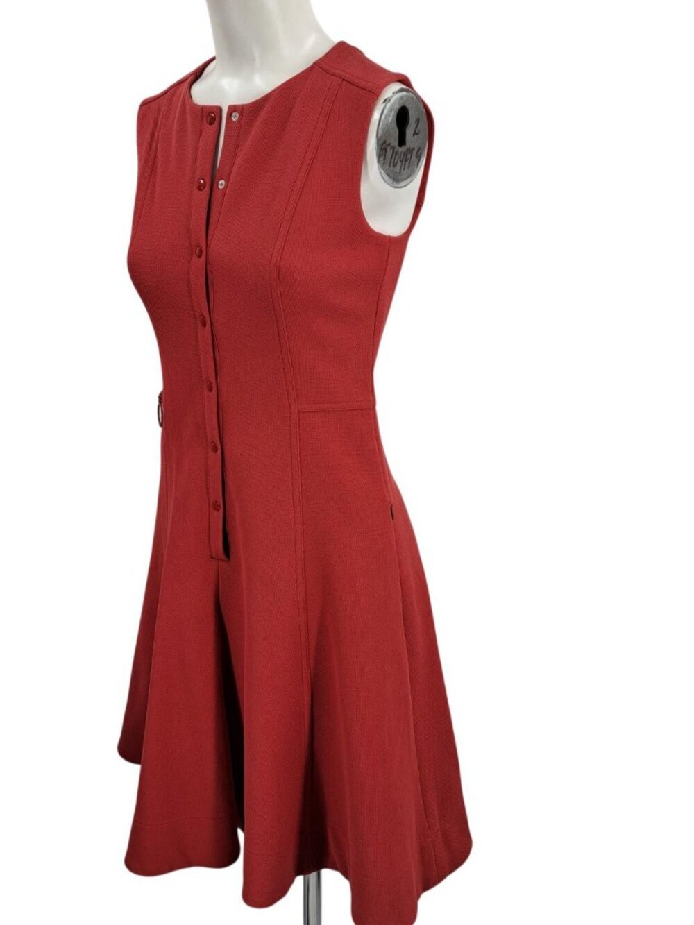 Akris Punto Red Ponte Knit Sleeveless Fit & Flare Dress Size 2 Career Snap